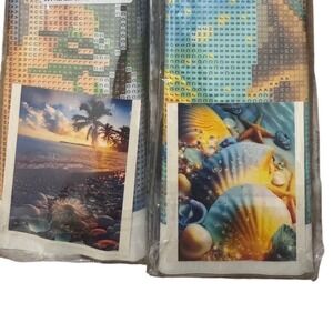 Pack of 2 Diamond Painting Kits Sunset Beach Seashells 30x40cm New
